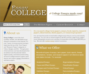 essay-college.com: Essay College - Student Essay Writing Service
Essays for college, research essays, and college essay writing service help from the college essays experts.