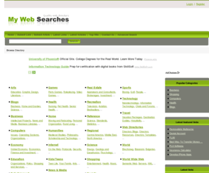 mywebsearches.com: My Web Searches
Mywebsearches.com is a general and family free directory. Search for the top 10 websites on any topic.