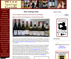 wine-tastings-guide.com: Wine Tastings Guide
Your one-stop guide to all you need to know to host or attend wine tastings. From wine tasting how-to's and theme ideas to matching food and wine, its all here!