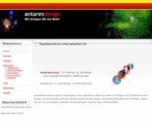 antaresdesign.ch: antaresdesign
Repräsentative Webseiten für Firmen, Organisationen, Vereine und Privatpersonen. Kompetent, zuverlässig, kostengünstig.