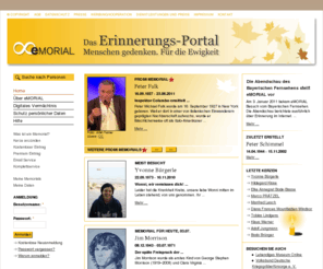 emorial.com: eMORIAL | Das Erinnerungsportal - Kondolenz - Onlinefriedhof - Internetfriedhof - Webfriedhof - Digitale Gedenkseite - Trauer - Tod - Prominenten-biografien
Hier können Sie Biografien erstellen, nach verstorbenen Freunden und Verwandten suchen sowie Kerzen aufstellen. Verhelfen Sie Ihren verstorbenen Liebsten zu einem digitalen Vermächtnis.