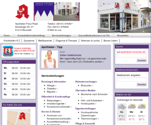 frankenapotheke-neustadt.biz: Franken-Apotheke - Ihre Apotheke in Neustadt
Apotheker Franz Raab, Bamberger Str. 27, 91413 Neustadt