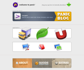 xn--pckwbxax.com: Panic - Shockingly Good Mac Software.
Panic makes Macintosh software that rocks. Our programs include Audion, Transmit, Desktastic, CandyBar, Unison, Stattoo, and more cool things to come...