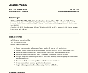 jonathonwatney.com: Jonathon Watney - Resumé
Jonathon Watney's resumé