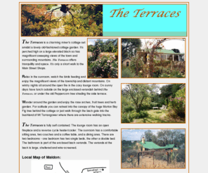 theterracesmaldon.com: The Terraces
The Terraces is a charming miner's cottage set amidst a lovely old-fashioned cottage garden. It’s perched high on a large elevated block so has magnificent sweeping views of the town and surrounding mountains.