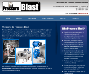 pressureblast.com: Wet and Dry Abrasive Sand Blast Equipment Manufacturer
 Wet and dry blast equipment manufacturer of abrasive blast equipment to clean metal, deburr, shot peen, remove coatings, hone cutting tools