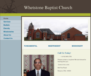 whetstonebaptistchurch.com: Whetstone Baptist Church - Home
 FUNDAMENTAL                        INDEPENDENT                         MISSIONARY