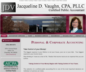 jdvcpa.com: Accountant | Charlotte Accounting | Charlotte Corporate Accounting | Charlotte
Certified Public Accountant (CPA) serving the Charlotte metropolitan area, providing affordable Charlotte Personal Accounting and Charlotte Corporate Accounting