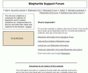 blepharitisforum.com: Blepharitis Support Forum - A support group for sufferers of blepharitis
Blepharitis Support Forum - An aggregate information resource and forum for blepharitis.