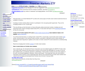 mscifrontiermarketindex.com: Frontier Markets ETF - Exchange Traded Funds
Frontier stock markets are the next emerging markets, the next growth opportunity. Information on Frontier Markets ETF and exchange traded funds.