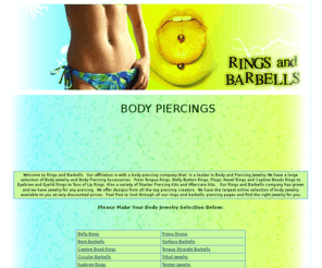 ringsandbarbells.com: Belly Rings, Barbells, body piercings and Body Jewelry
Special Prices on all belly rings, barbells, body piercings, nipple rings eye brow rings body jewelry