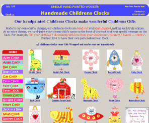 childrensclocks.biz: Unique Handpainted Childrens Clocks
Unique handmade Childrens Clocks, personalised Childrens Clocks, Childrens Wall Clocks