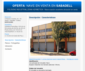 naveindustrialsabadell.es: NAVE EN VENTA EN SABADELL ZONA HERMETICA
oferta venta de nave industrial en sabadell. poligono industrial zona hermetica, Nave de ocasión con excelente ubicación en venta