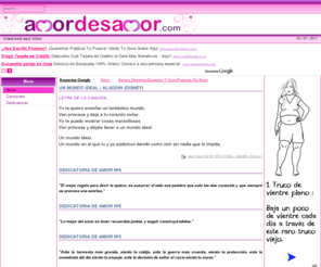 amordesamor.com: AmorDesamor.com - Inicio
Recursos sobre amor y desamor, frases y citas, poemas y relatos, cuentos y fabulas, un lugar para compartir historias y sentimientos.