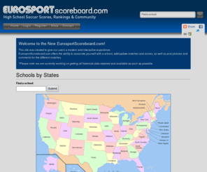 eurosportscoreboard.com: EurosportScoreboard.com
Scoreboard for High School Scoccer teams across the nation operated by Soccer.com and Eurosport