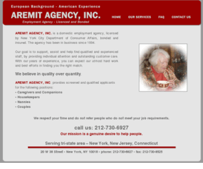 aremit.com: Aremit Agency, Inc. Domestic employment agency. About Us
Aremit employment agency, domestic care. Tri-state area - New York, New Jersey, Connecticut