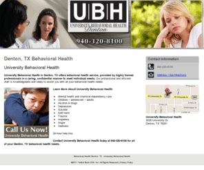 mentalhealthtexas.com: Behavioral Health Denton, TX - University Behavioral Health
University Behavioral Health in Denton, TX offers behavioral health service, provided by highly trained professionals. Call us now at 940-320-8100.