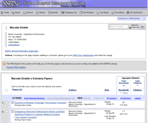 spatialstatistics.org: SSRN Author Page for Marcela  Giraldo
Total downloads of all papers by Marcela  Giraldo