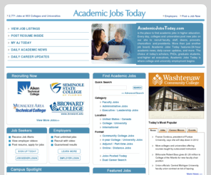 academicjobstoday.net: Academic Jobs |  Academic Employment | Academic Job Board  - Academic Jobs Today .com
Searching for academic jobs? Find academic jobs now on Academic Jobs Today .com, a leading site for finding jobs in higher education. Academic Jobs Today has new academic job posts daily for college and university professors, administrators, deans, and more. Search smarter. Recruit better. AcademicJobsToday 