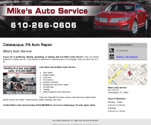 autorepaircatasaqua.com: Auto Repair Catasauqua,  PA - Mike's Auto Service 610-266-0606
Handling all of your auto repair needs. Mike's Auto Service provides auto repair, engine repair, and tune ups to the Catasauqua, PA area. Call 610-266-0606.