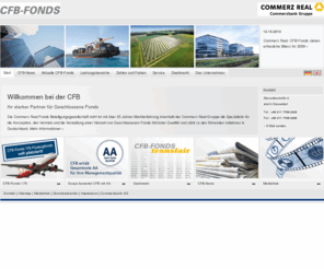 cfbfonds.de: CFB-Fonds: Start
CFB ist ihr Partner für Geschlossene Fonds: Immobilienfonds, Solarfonds, Schiffsfonds, Flugzeugfonds. CFB: ein führender Initiator mit über 25 Jahren Erfahrung.