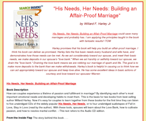 his-needs-her-needs.com: ♥ ♥ His Needs Her Needs Building an Affair-Proof Marriage
His Needs, Her Needs, Building an Affair-Proof Marriage