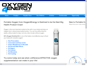 oxygenshots.com: 95% Pure Oxygen In a Can!
Small cylinders of Oxygen small enough for a gym bag, pocketbook, briefcase, or glove compartment! Get a boost of energy anytime you need it.