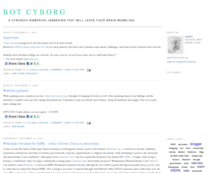 botcyb.org: Bot Cyborg
Personal Blog of Sambit Bikas Pal. A Cyborg%s Gibberish Jabbering That Will Leave Your Brain Wobbling.