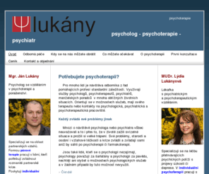 lukany.com: psycholog - psychoterapie - psychiatr
Psychologická poradna, psychoterapie. Komplexní psychologická, psychoterapeutická a psychiatrická péče v Praze Psychologické služby -psychologická poradna -