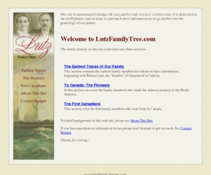 lutzfamilytree.com: LUTZ Family Tree | Welcome
Lutz family history.