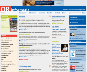 orinformatie.nl: Kluwer OR Informatie
OR informatie is uw actuele informatiebron voor ondernemingsraden online. Met o.a. nieuws, artikelen, columns, jurisprudentie, verwijzingen en vraagbaak.