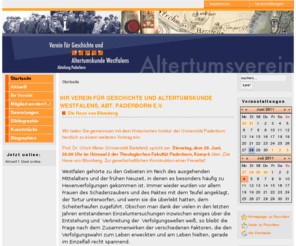 altertumsverein-paderborn.org: Altertumsverein Paderborn e. V. - Startseite
Verein für Geschichte und Altertumskunde Westfalens, Abt. Paderborn e. V., gegr. 1824 - einer der ältesten historischen Vereine Deutschlands