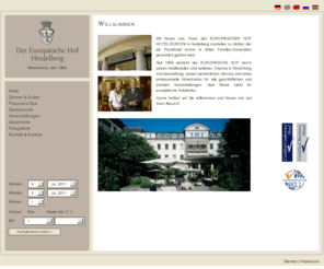 heidelberg-hotels.com: Willkommen | Der Europäische Hof, Hotel Europa - Heidelberg
Sie suchen ein Hotel in Heidelberg, dann lernen Sie den Europäischen Hof kennen. Das 5-Sterne Privathotel im Zentrum von Heidelberg bietet Ihnen seit 1865 edel gestaltete Zimmer und Suiten, verschiedene Tagungsräume und Restaurants sowie einen Fitness- und Spa-Bereich mit Blick über Heidelberg. Sie haben Fragen zu Übernachtungen und Veranstaltungen in der Heidelberger Stadtmitte, dann melden Sie sich bei uns.