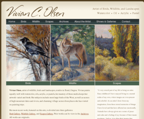 vivianolsen.com: Vivian Olsen :: Bird, Wildlife and Landscape Artist :: Watercolors Oils and Pastel Paintings :: Bend, Oregon
Gallery of watercolor and oil paintings of landscapes, wildlife, and Europe by Oregon artist Vivian Olsen.