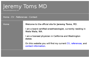 jeremytoms.info: Jeremy Toms MD - The Official Website
The official website for Jeremy Toms MD