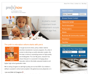 preknow.info: Pre-K Now - Advancing high-quality, voluntary pre-kindergarten for all three and four year olds
Pre-K Now's mission is to collaborate with advocates and policymakers to lead a movement for high-quality, voluntary pre-kindergarten for all three and four year olds.