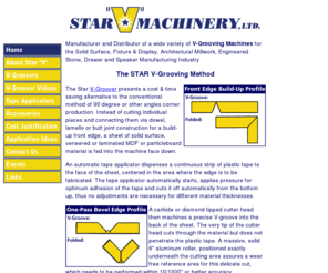 starvmachinery.com: V-Groovers and Tape Applicators
V-Groover and Tape Applicator Manufacturer for Solid Surface, Fixture, Display, and Architectural Millwork and Speaker Manufacturers.