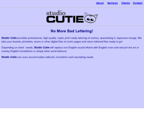 studiocutie.com: Welcome to Studio Cutie
Manga Lettering services from Studio Cutie