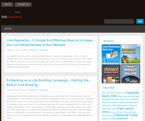 findlinkpopularity.com: Find Link Popularity
Find Link Popularity Resources and Articles