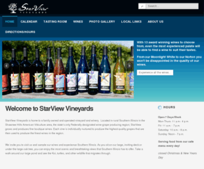 starviewvineyards.com: Welcome to StarView Vineyards
StarView Vineyards, a boutique winery in Southern Illinois.  Located in the Shawnee Hills National Forrest and producer of award winning, hand crafted wines.