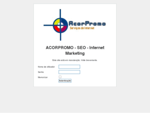 acorpromo.biz: Gerar Tráfego para o seu Website
Visitantes  para o seu Website. 25.000 Visitantes diáriamente. Fornecemos a melhor solução de tráfego da Internet e também a mais barata. Visitantes Online no seu Website.