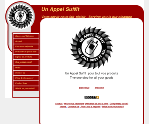 unappelsuffit.com: Un Appel Suffit - Approvisionnement / Procurement
Service d'approvisionnement pour produits secondaires d'entreprises. ex:bureau , ordinateur , emballage , imprimerie , ...
Procurement service for corporate secondary products
Ex: office , computer , packaging , pinting , ....