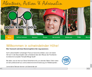 paderkletterpark.com: Paderkletterpark
Einer der schÃ¶nsten HochseilgÃ¤rten Deutschlands. Wald, Wasser und Wagnis in einer einmaligen Kombination.