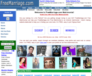 freemarriage.com: FreeMarriage.com - Free Matrimonial Site, Indian Matrimonial.
100% Free Matrimonail Site. Post your matrimonial advt free or search through our members profiles.