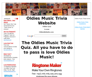 oldieswebsite.com: Oldies Music | Trivia | Websites
Thisis the original oldies Website serving the online community for over 6 years! The Oldies Music Trivia Quiz.  To get an A  on this test all you have to do is love oldies music.