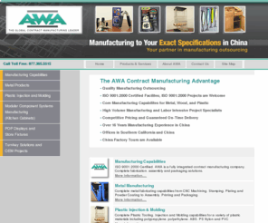 awacontractmfg.com: AWA Contract Manufacturing - China outsourcing, turnkey manufacturing, offshore manufacturing
Manufacturing outsourcing in China to your exact specifications. Our capabilities include metal, wood and plastic manufacturing and fabrication.