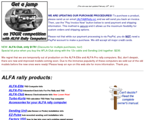 rally.cc: ALFA Rally Computers - Small Systems Specialists
ALFA Rally Products odometer - Index - Small Systems Specialists