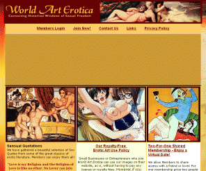 worldarterotica.com: World Art Erotica Museum of Human Sexuality
Sensual Literature and Art on Lovemaking from Africa, India, China, Classical Europe, Japan etc. Free Preview Section. The worlds only Royalty-Free Museum of Erotic Art. Sensual erotic art from tribes and cultures around the world.