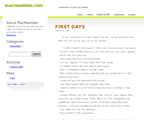 macnewbies.com: mac newbies - confessions of a mac osx new user
macnewbies.com is a blog chronicling my first steps using a max osx laptop.