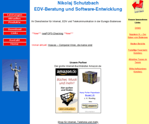 schutzbach.com: Schutzbach EDV-Beratung – Home
Beratung, Konzeption, Installation, Schulung und Service fü das Internet. Erstellen von Homepages. Bereitstellung von Webspace und Zugängen.